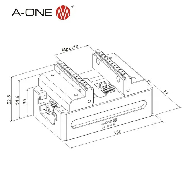 스틸 랭 셀프 센터링 바이스 정확도 0.01mm 클램핑 공작물 크기 110mm 3A-110086