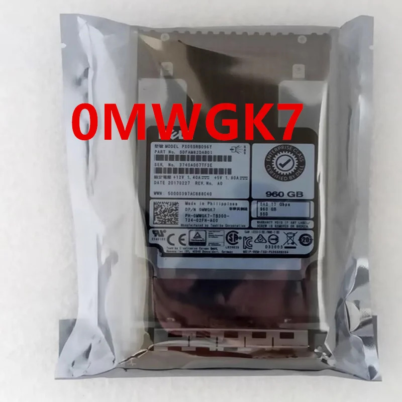 0MWGK7 MWGK7 PX05SRB096YDELL 960GB 2.5 SAS SSD거새 솔리드 스테이트 드라이브