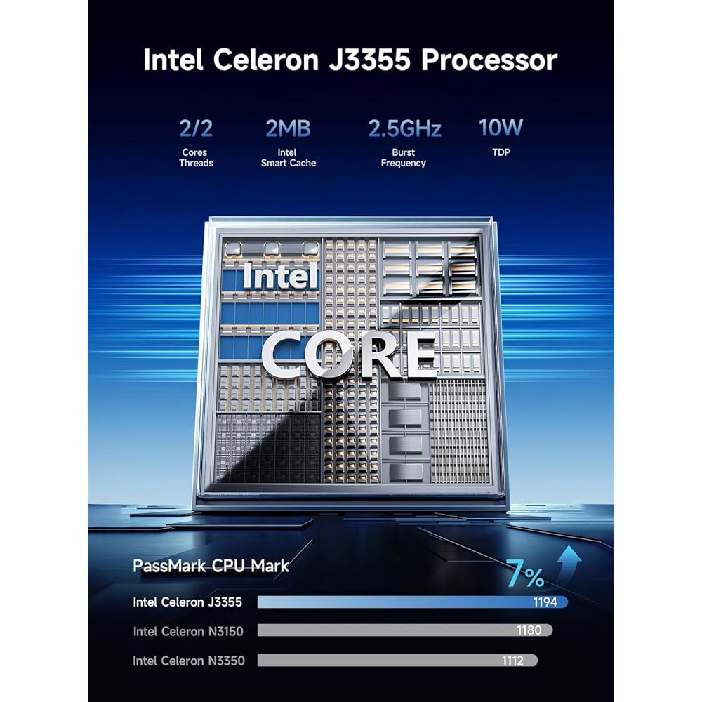 Bmax 미니 PC B1 플러스, 인텔 2.4G/5G 2.5GHz), 듀얼 및 가정/사무실용 지원 디스플레이 6GB RAM M.2 4K 데스크탑 컴퓨터 J3355(최대 (512GB - 상세 이미지 3