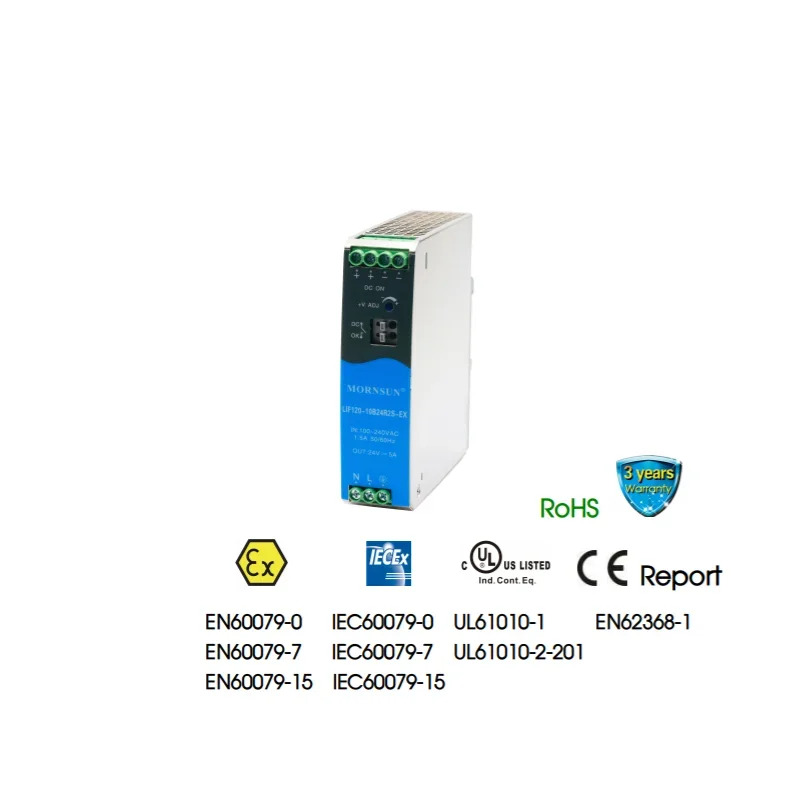 PFC 레일 방폭 스위칭 전원공급장치 PLC 드라이버 NDR LIF120-10B12 24 48R2S-EX