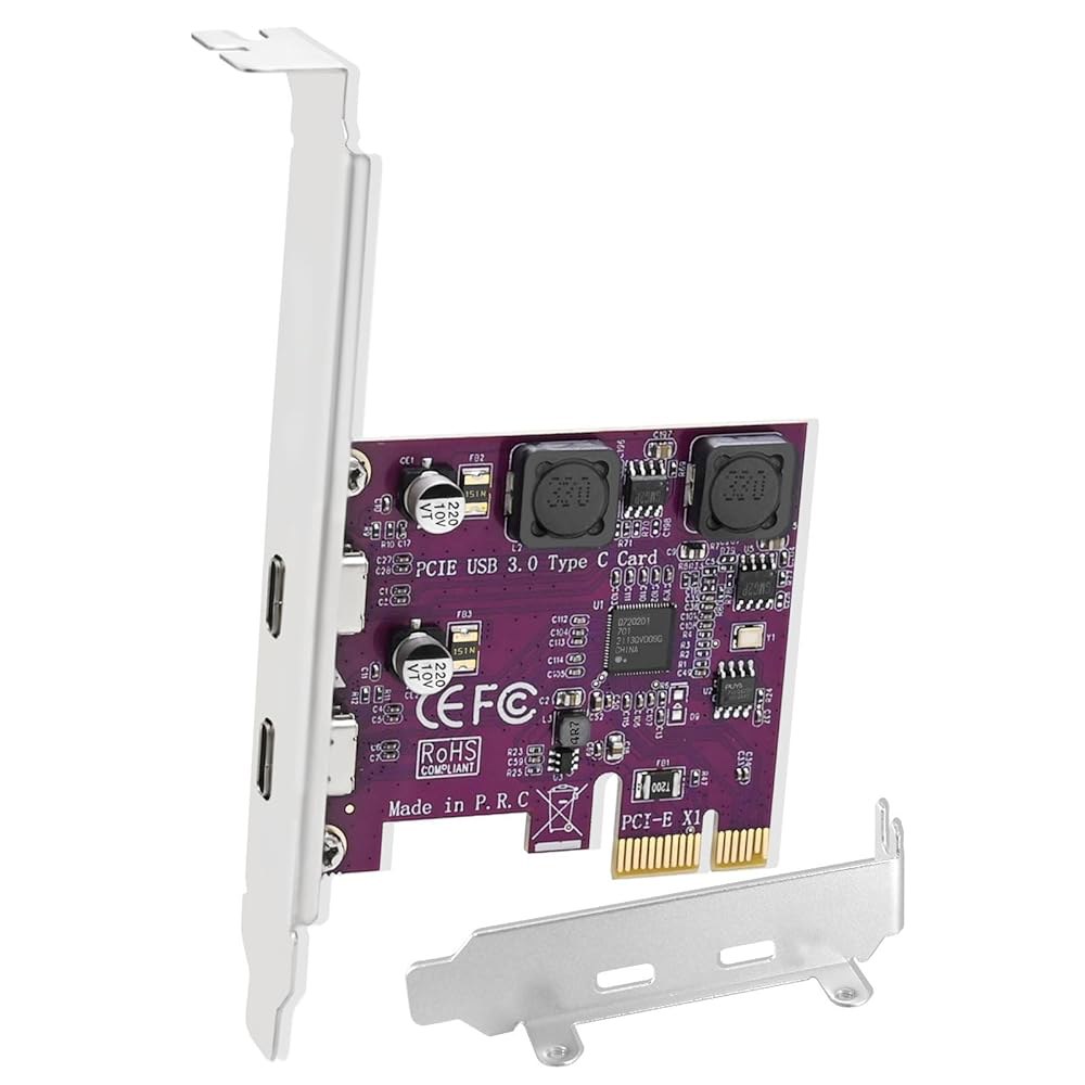 Windows 11, 10, 8, 7, Vista, XP 데스크톱 PC용 FebSmart 2X 5Gbps USB-C 포트 PCI Express to USB 3.0 확장 카드, 자체 - 상품 이미지