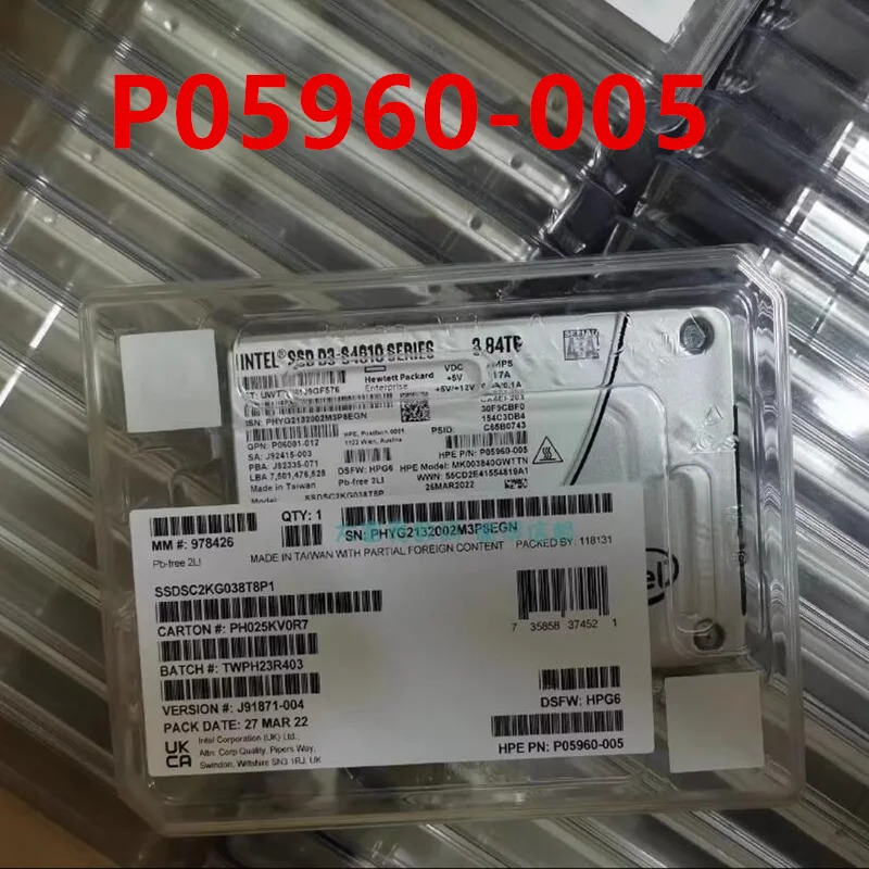 P05960-005hp호환 S4610 3.84TB 2.5 SATA SSD새 솔리드 스테이트 드라이브