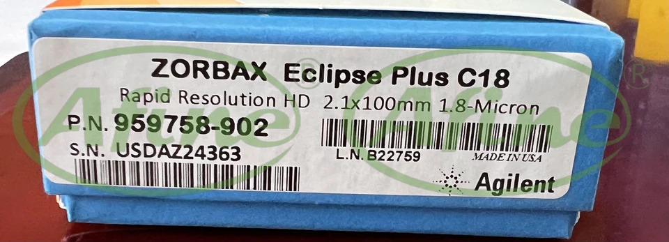 AFINE Agilent 959758-902 ZORBAX RRHD 이클립스 플러스 C18 럼 2.1x100mm 1.8 m 1200 bar