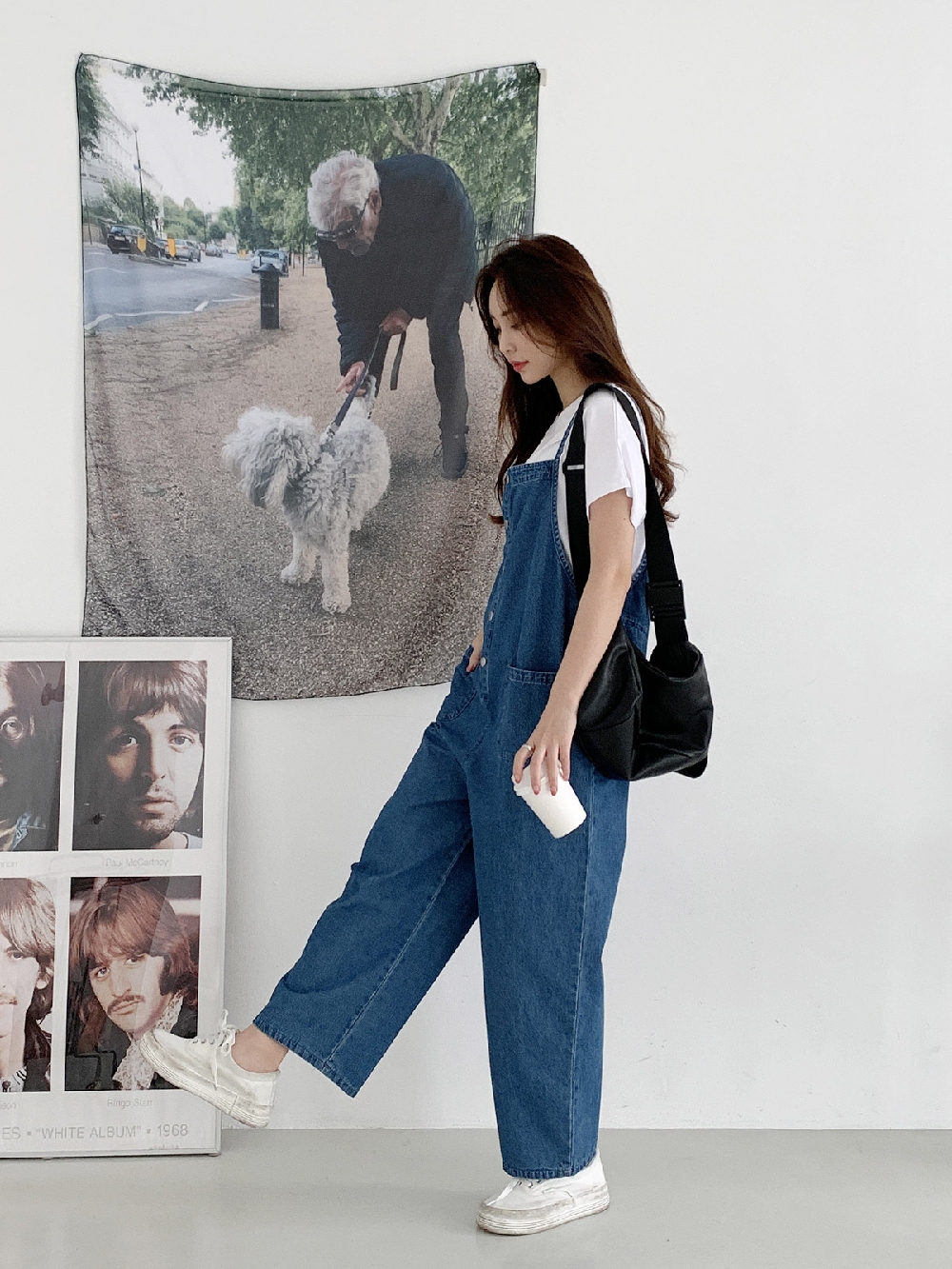 여름점프수트 데님 청 오버롤 멜빵 와이드 점프수트 팬츠 이미지 6