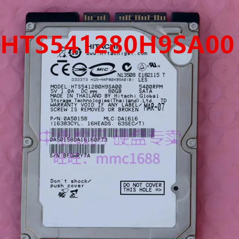 오리지널 하드 HGST 80GB SATA 2.5 인치 5400RPM 8MB 노트북 HDD HTS541280H9SA00