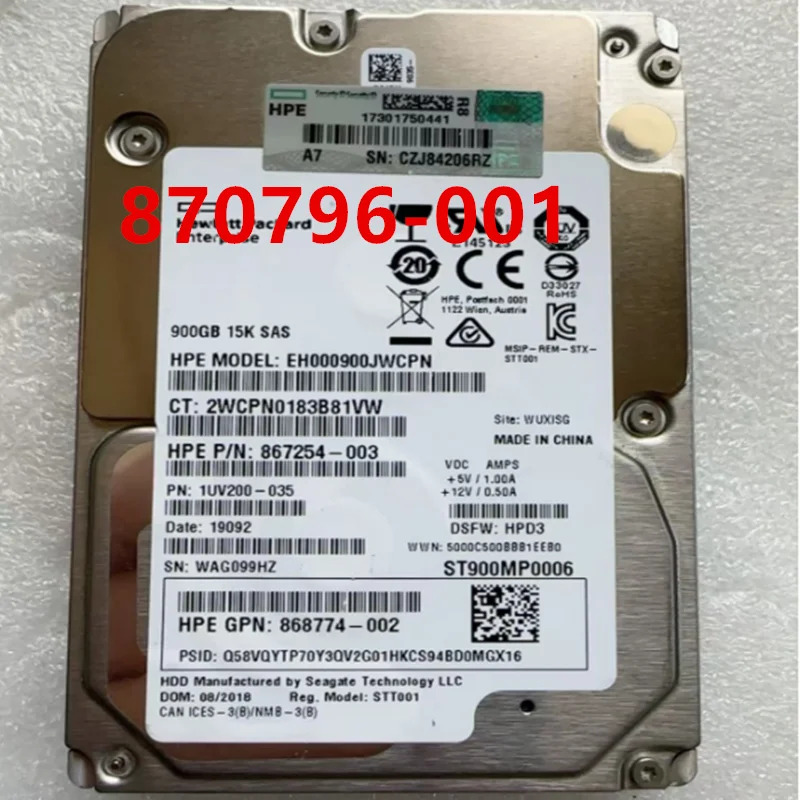 hp호환 900GB SAS 3.5인치 15000RPM 64MB 하드 드라이브새 870796 -001 870761 -B21 867254 -003 868774 -002