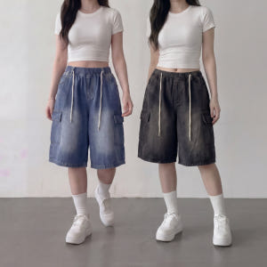 버뮤다청반바지 데님버뮤다팬츠 7부청바지 밴딩청반바지 착용 후기 | 사이즈/핏 총정리 - 상품 이미지 1