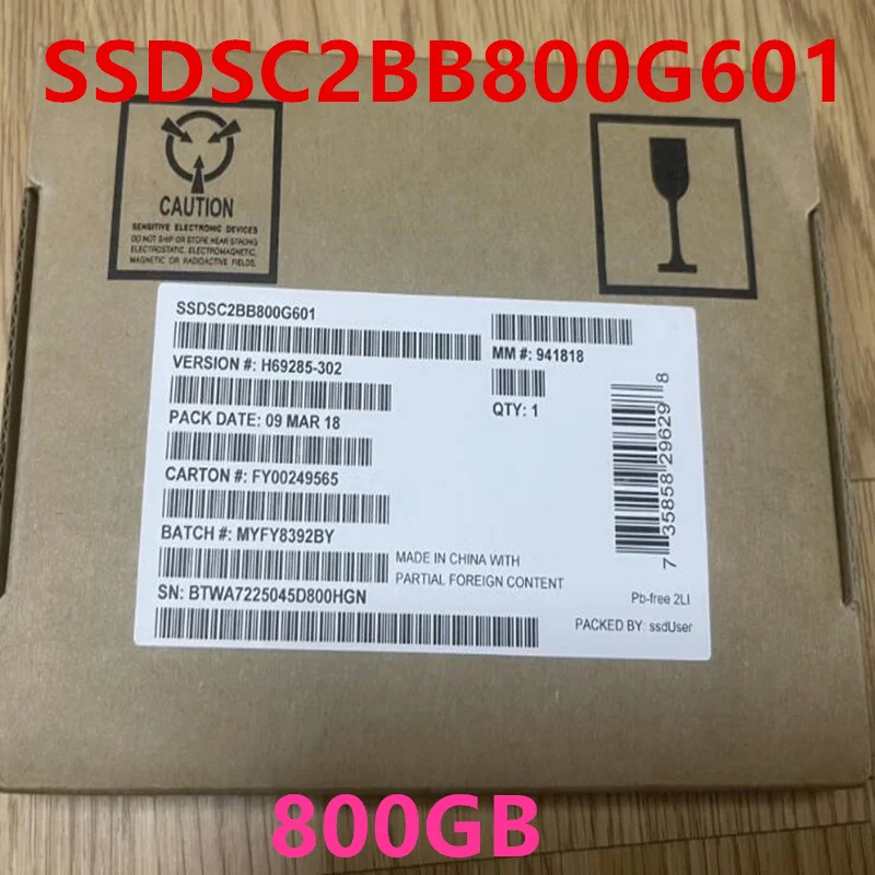 SSD DC S3510 오리지널 솔리드 스테이트 드라이브 SSDSC2BB800G601 SSDSC2BB800G6 800GB 2.5 인치 SATA 신