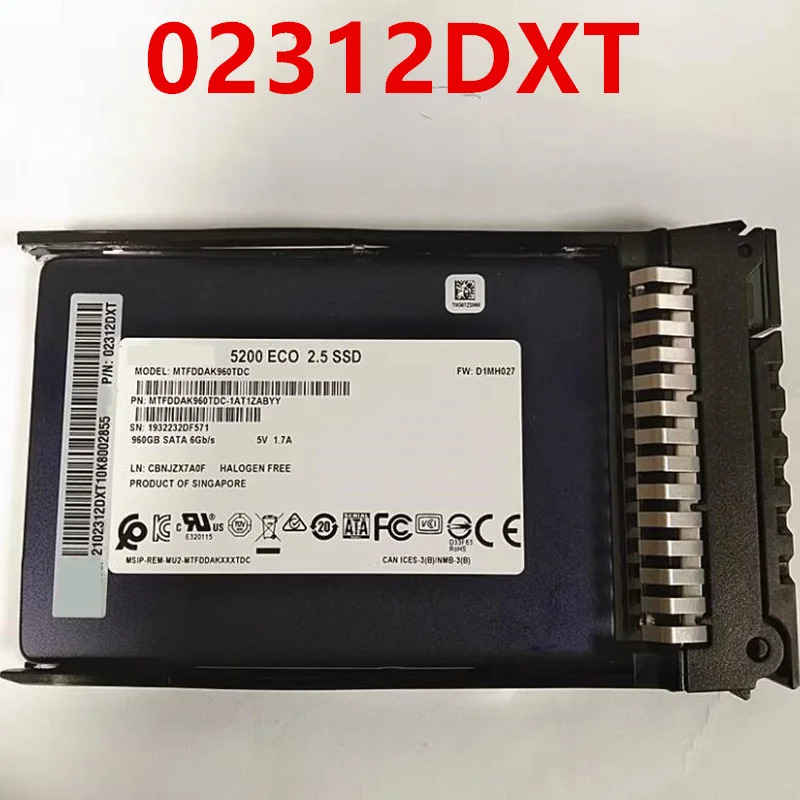 오리지널 솔리드 스테이트 드라이브 화웨이호환 5200 ECO 960GB 2.5 인치 SATA SSD 02312DXT MTFDDAK960TDC 거신