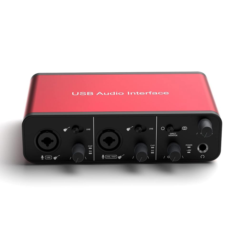 ILIWIWY USB 오디오 인터페이스 XLR 소켓(24비트 / 192kHz)+48V 팬텀 파워 레코딩 홈 스튜디오 장비 맥 PC 음악 프로덕션 스트리밍 팟캐스트 제공 - 상품 이미지
