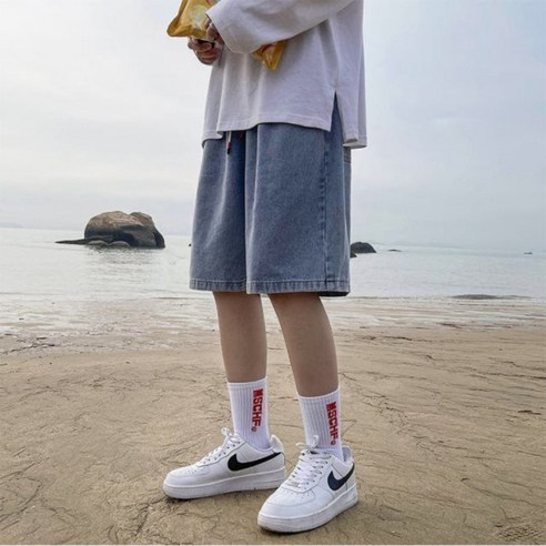 남성 버뮤다 데님 밴딩 반바지 3컬러 - 상품 이미지