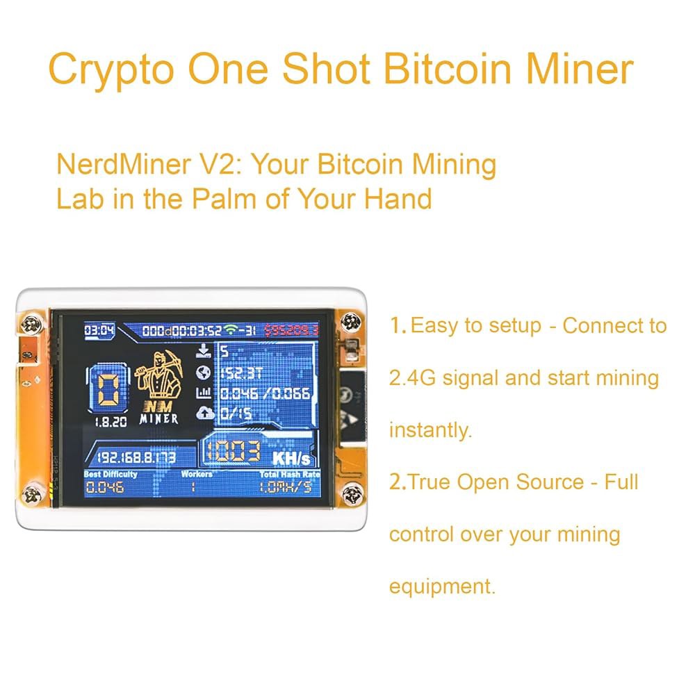 Crypto Lucky Bitcoin Miner, One Shot 솔로 설치, 2.8인치 BTC 쉬운 해시레이트, 채굴 및 조용하고 교육 DIY 1010KH/s 스마트 채굴기, - 상세 이미지 3