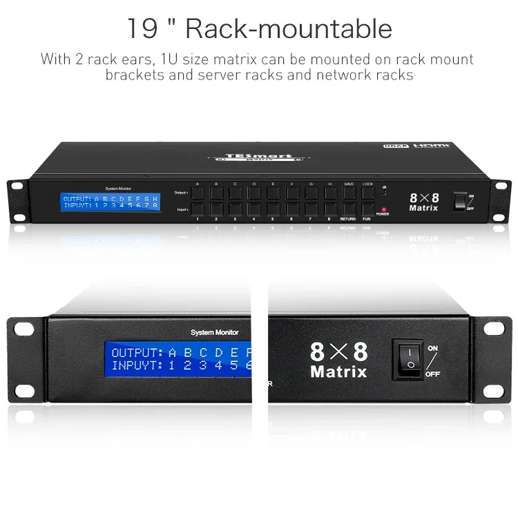 TESmart 랙 마운트 HD HDMI 매트릭스 스위처 4K x 2K 30HZ LAN 포트 제어 지원