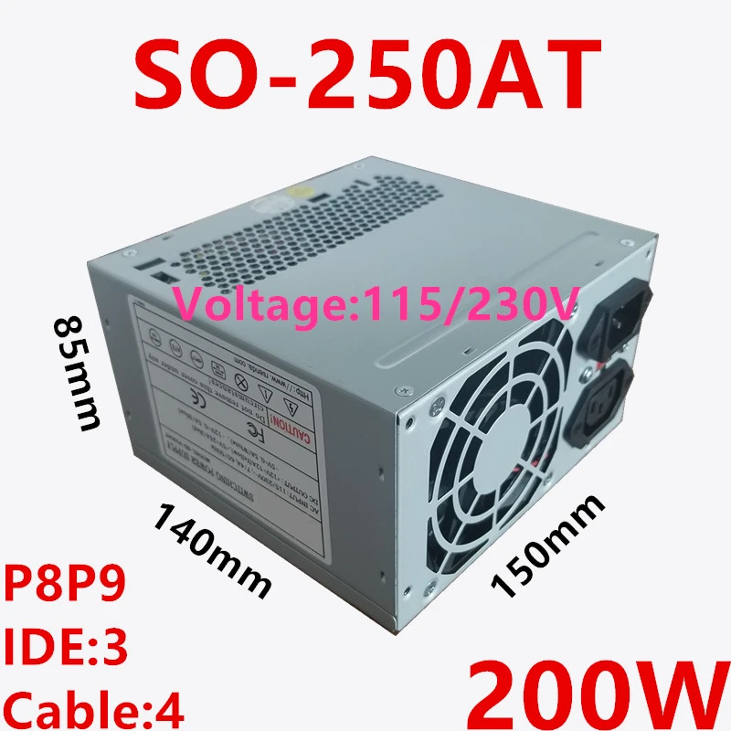 Rosoa AT P8P9 PSU 정격 200W 피크 250W 전원공급장치 SO-P250AT 신