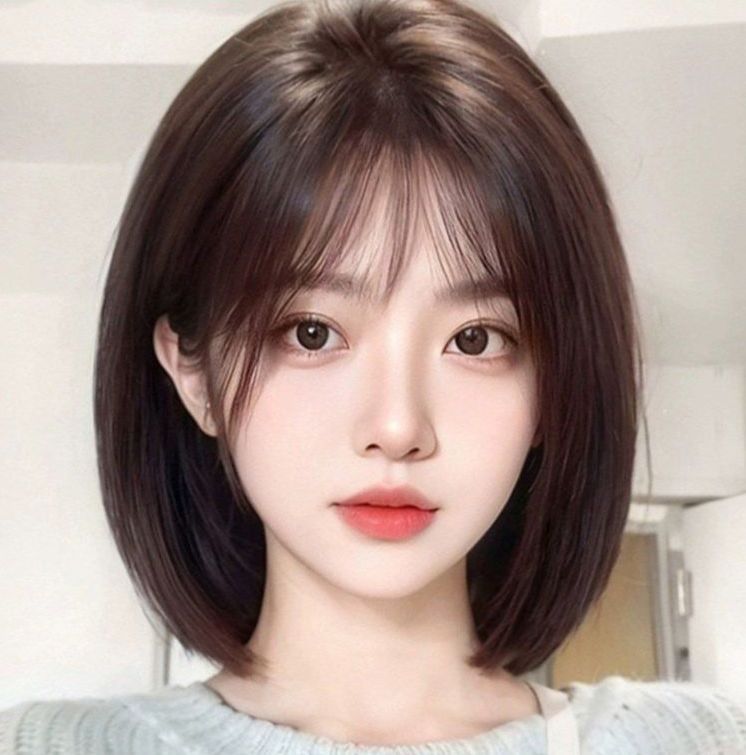 중단발 가발 여자 웨이브 올리브브라운 자연스러운 컬펌 여성 단발 쇼트헤어 위그 - 상품 이미지