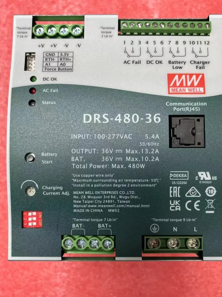 대만 Mingwei 지능형 보안전원공급장치 UPS 통신 기능 480W DRS-480-24 36 48V
