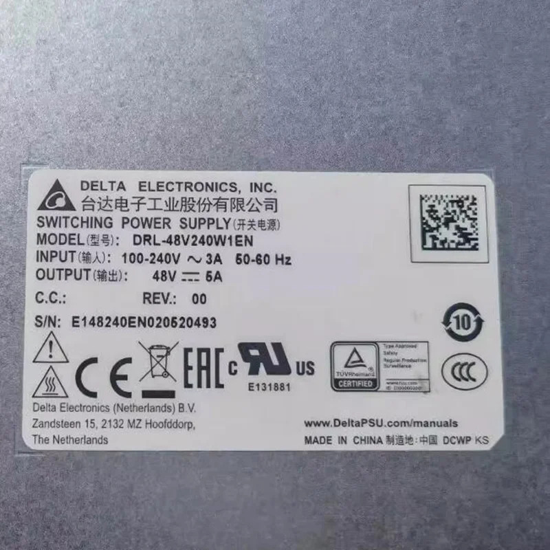오리지널 레일 전원공급장치 델타 48V5A 240W DRL-48V240W1EN