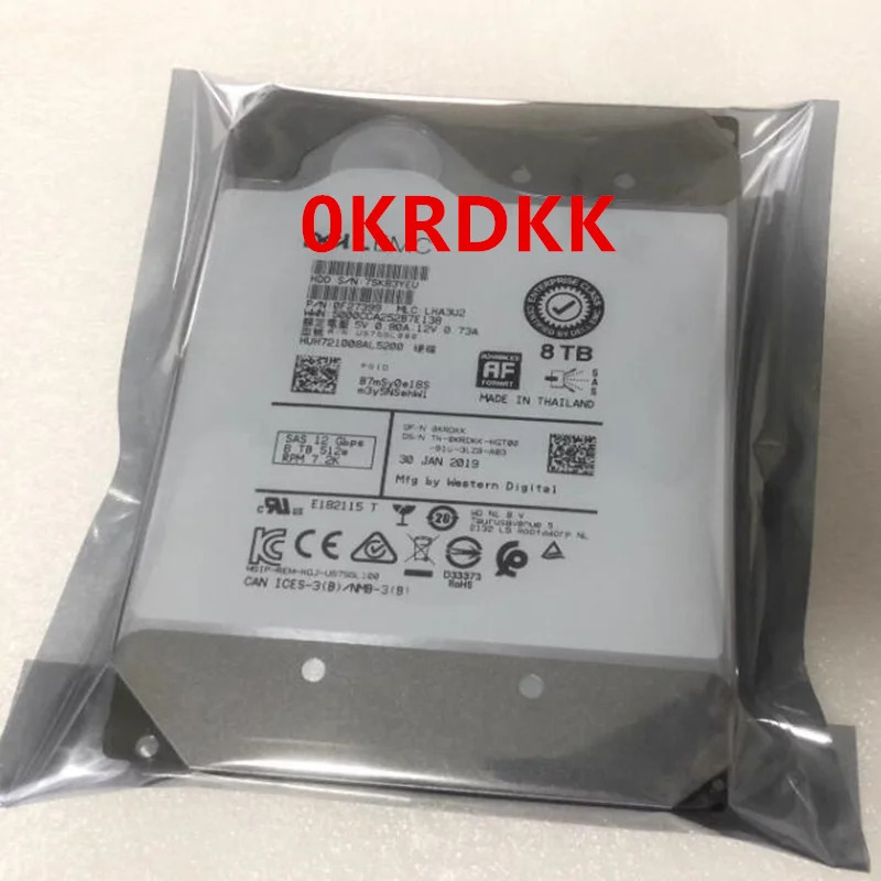 DELL 8TB SAS 3.5인치 7.2K 256MB 하드 드라이브거새 오리지널 0KRDKK KRDKK HUH 721008 AL5200