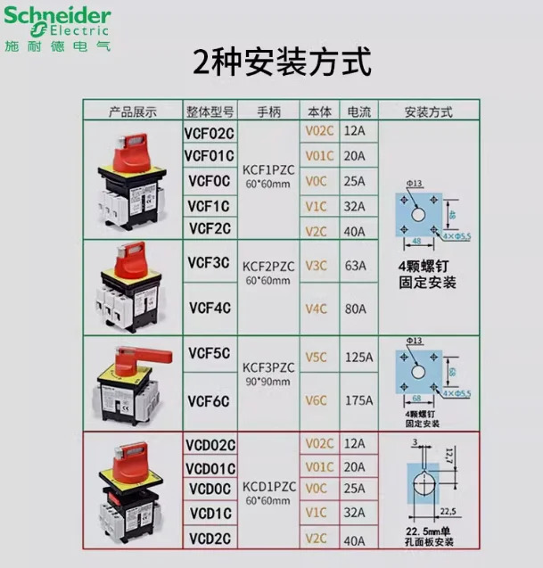 슈나이더 부하 스위치 3극 절연 V01C 20A V0C 25A V1C 32A V2C 40A V3C 63A V4C 80A V5C 125A V6C 175A