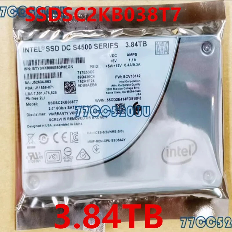 SSD DC S4500 3.84TB 2.5 인치 SATA SSDSC2KB038T7 SSDSC2KB038T701 오리지널 솔리드 스테이트 드라이브 신