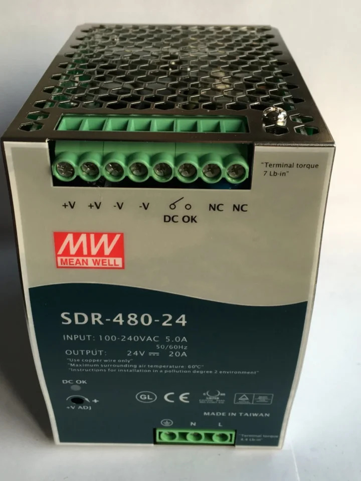 SDR-480 대만 Mingwei 24 V 48V 레일 DC 스위칭 전원공급장치 480W 액티브 PFC 고효율 신