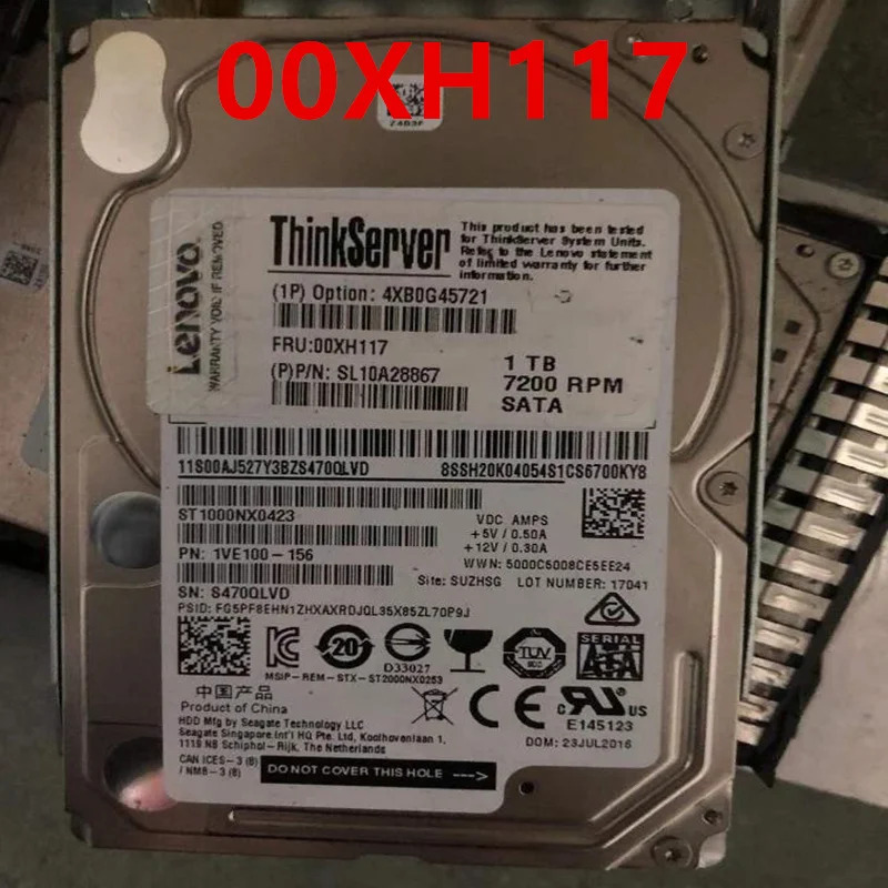 Lenovo호환 TD350 오리지널 하드 1TB SATA 3.5 인치 7200RPM 64MB 서버 HDD 00XH117 ST1000NX0423 4XB0G45721 거신