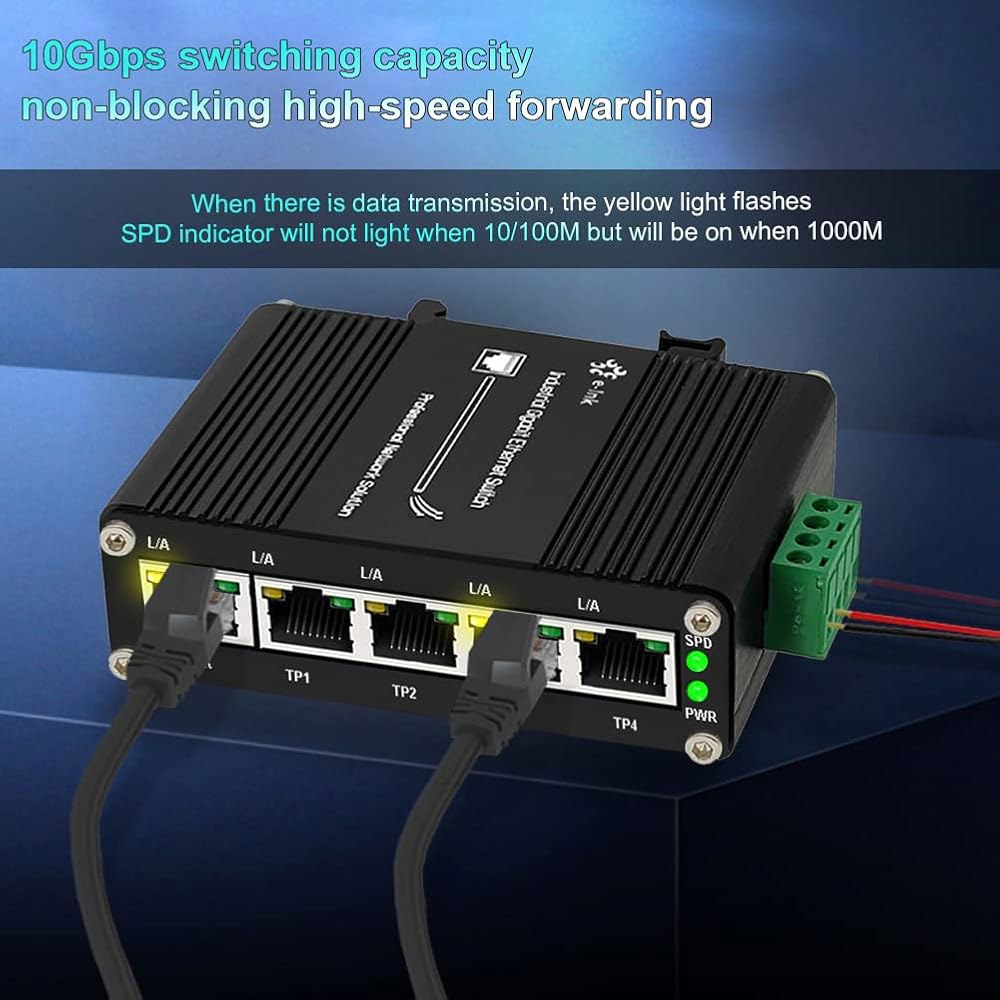 산업용 5 포트 기가비트 스위치 강화 마운트 10/100/1000Mbps 스위칭 포함 레일 10Gbps 딘 이더넷 RJ45 167 F) 용량 ~ 벽 (-40 - 상세 이미지 3