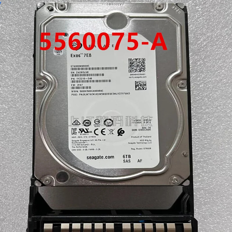 Lenovo호환 G200 G400 G600 G800 오리지널 하드 6TB SAS 3.5 인치 7.2K 128MB 서버 HDD 5560075-A 신