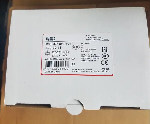 오리지널 ABB AC 접촉기 A63-30-11 AC220V
