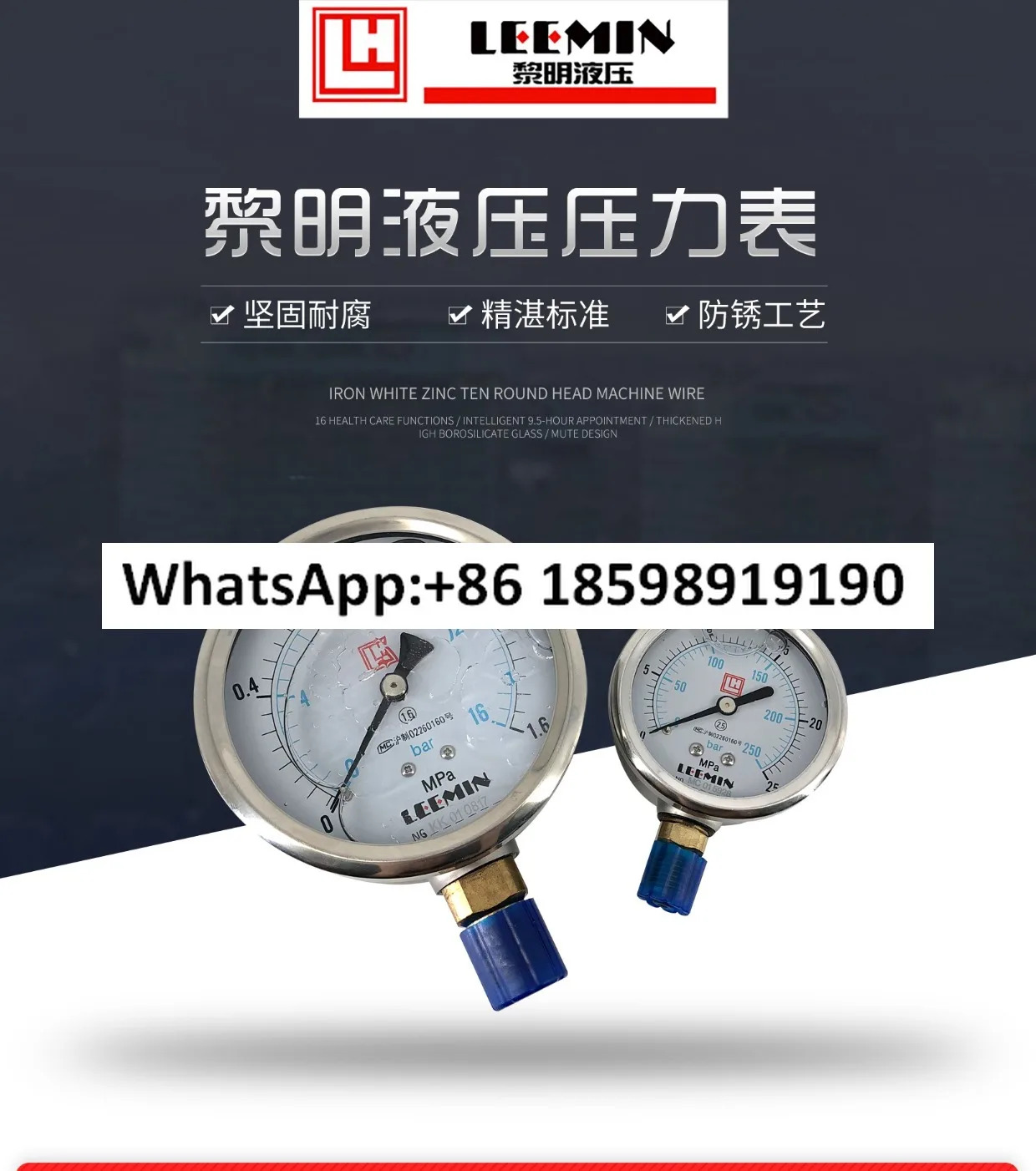지진 압력계 63 다이얼 100YN63I IV III2.5 4 625 4060MPA