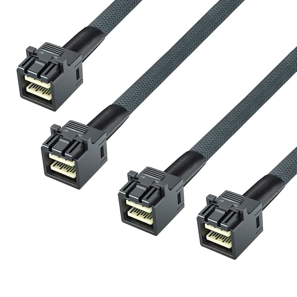 SFF-8643 to 12G 내부 미니 SAS 백플레인/RAID 100옴, NVMe 0.3m(0.9피트), 사이드밴드 케이블, HD 2팩 포함, 컨트롤러용, - 상품 이미지