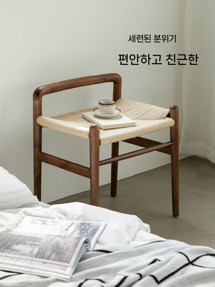 로프 스툴 퀼트 짜임 우드 의자 카페 현관 간이 체어 원목 핸드메이드 - 상세 이미지 3