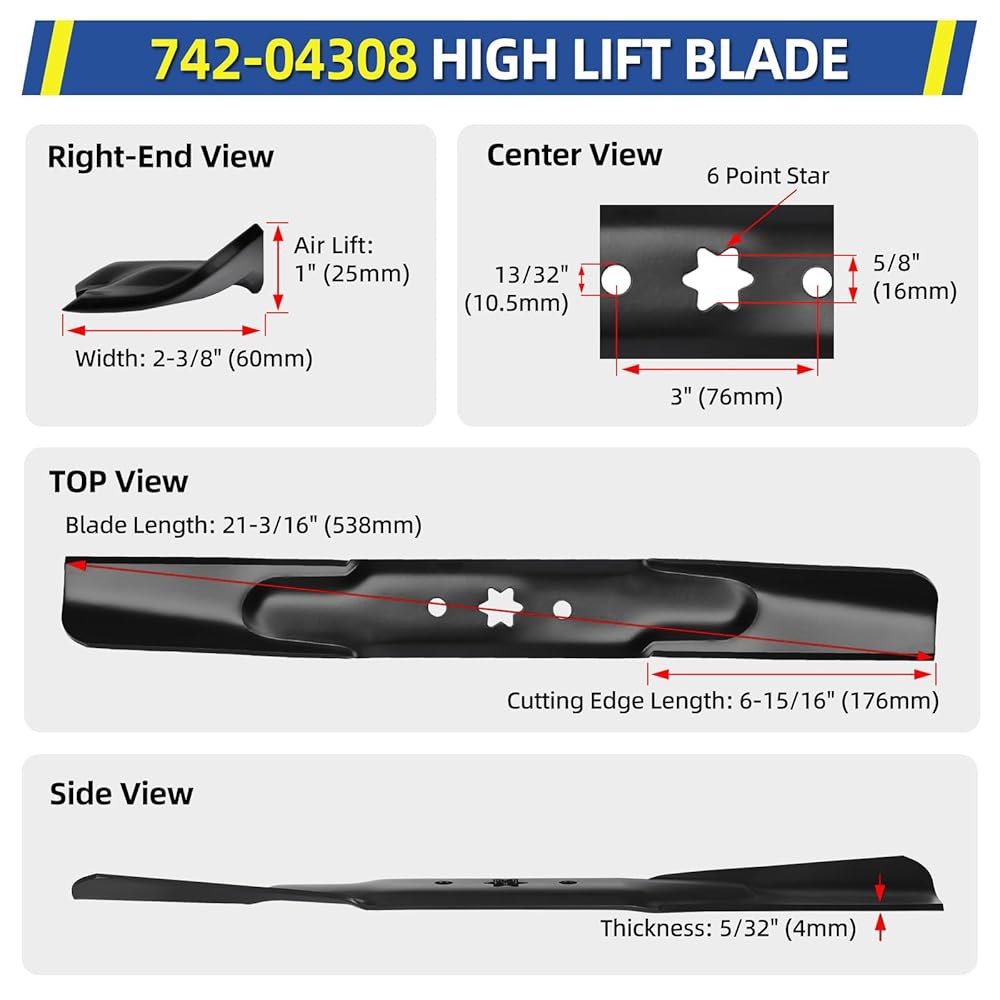 942-04308 Troy Bilt Bronco Pony Mustang 2팩 데크 742-04312 블레이드, 942-04312 잔디깎이용 742-04312, 106.7cm(42인 - 상세 이미지 2