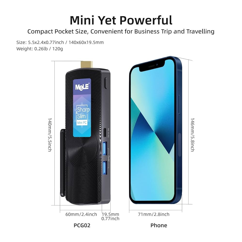 MeLE 미니 PC 스틱 컴퓨터 8GB 셀러론 eMMC 128GB 4K HDMI 쿼드 BT4.2 듀얼 밴드 10 DDR WiFi 코어 윈도우 프로세서 USB3.0. 2.4G/5.0 - 상세 이미지 3