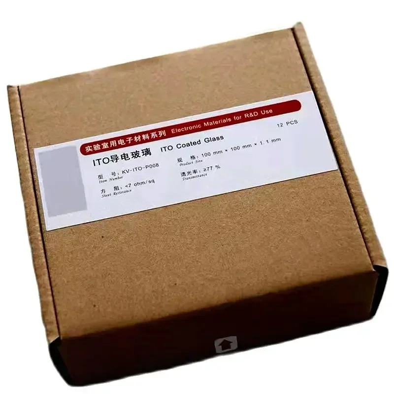 12Pcs 7 ohm/sq 미만 100x100x1.1mm 실험실 투명 전도성 인듐 주석 산화물 ITO 유리
