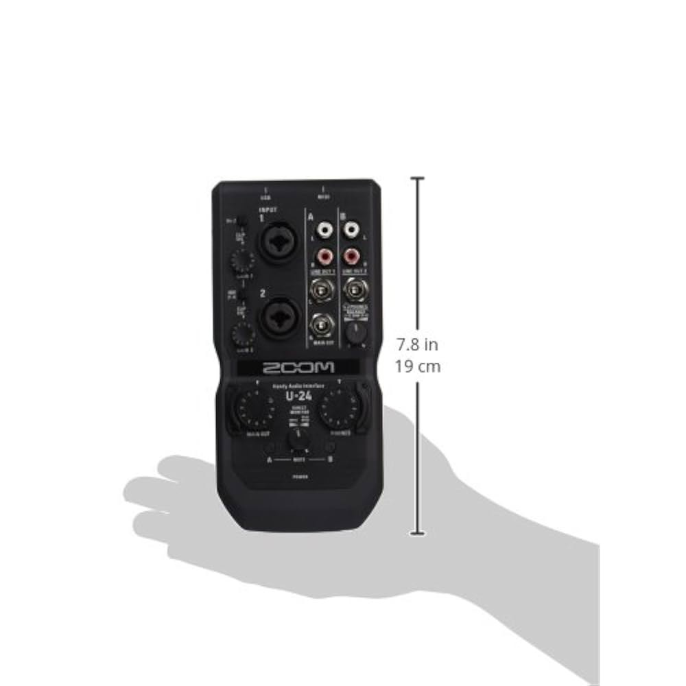 Zoom U-24 핸디 오디오 인터페이스, 2채널 휴대용 USB XLR/TRS 콤보 입력 2개, MIDI I/O, RCA 출력 - 상세 이미지 3