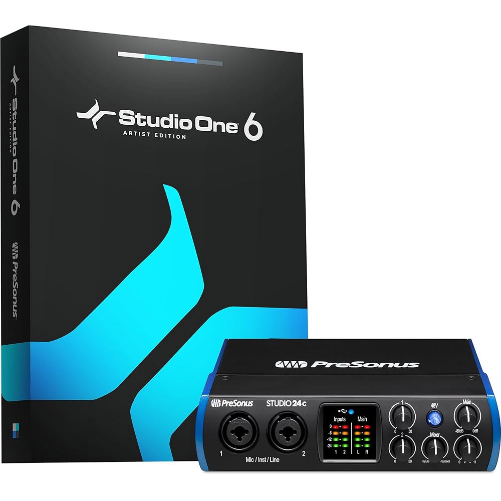 PreSonus Studio 24c 2x2, 192kHz, One DAW 녹음 소프트웨어가 포함된 USB 오디오 인터페이스 - 상품 이미지