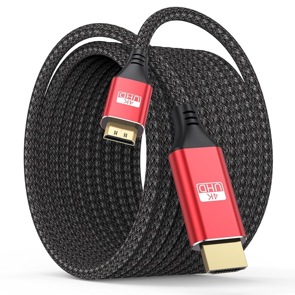 ApoJodly 미니 HDMI to 케이블 7.6m(25피트), 코드 태블릿, 모니터, (4K, 캠코더, 나일론 18Gbps 3D, HDR) 2.0 노트북용 2K, 고속 브레이드 - 상품 이미지