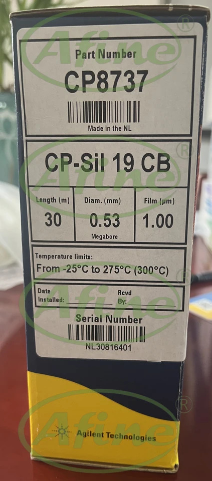 AFINE Agilent GC 럼 CP8737 JW CP-Sil 19 CB 크빈티지토그래피 30m 0.5m 1.00m 7 인치 랙