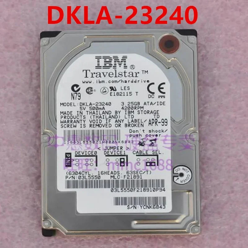 IBM DKLA-24320 DYKA-23240 DKLA-23240 DBCA-203240 오리지널 리퍼 하드 4.32GB 3.25GB IDE 2.5 인치 노트북 HDD
