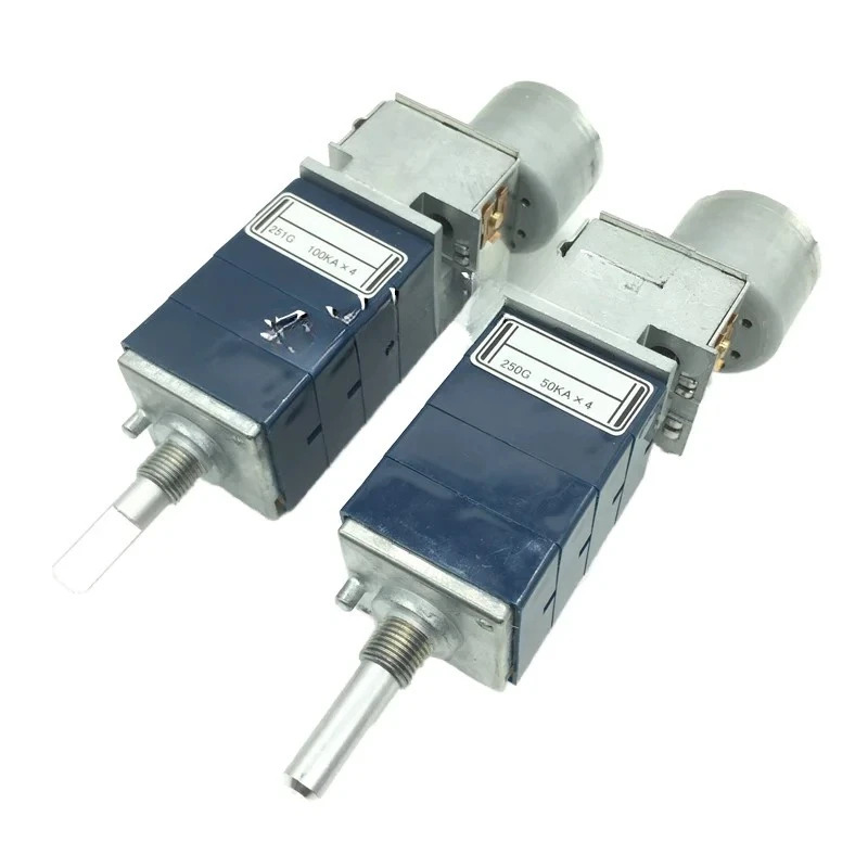 모터 전위차계 RK2714 쿼드러플 50KA 100KA 블루 쉘 12핀 25mm 하프 샤프트 포함