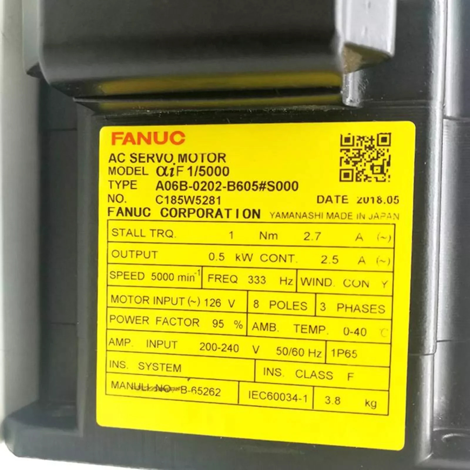 A06B-0202-B605 Fanuc AC 서보모터 12개월 A06B0202B605