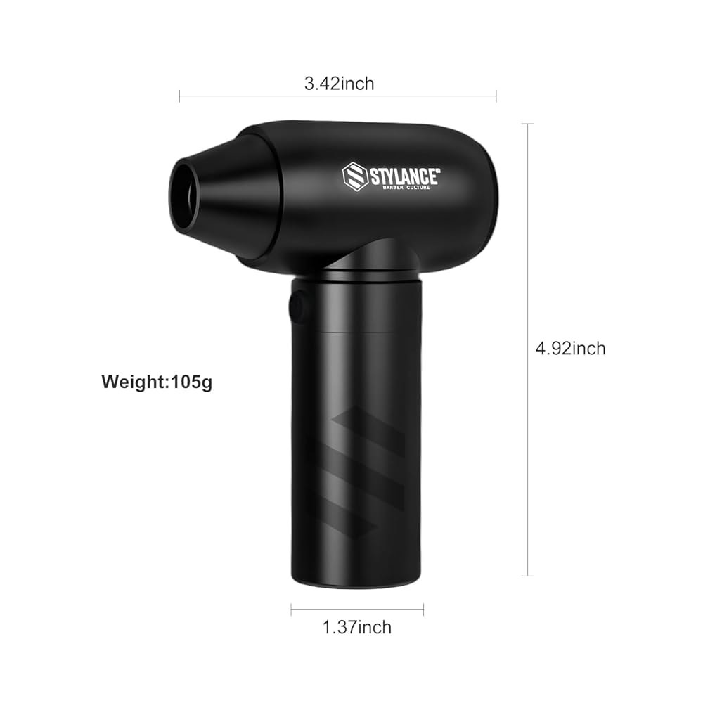 STYLANCE Barber 에어 더스터, 110000 RPM 도구, 먼지 필터가 블로어, 헤어, 알루미늄 2개 위한 터보 키보드, 충전식 헤어 PC용 2-in-1 노즐 미니 클리 - 상세 이미지 2
