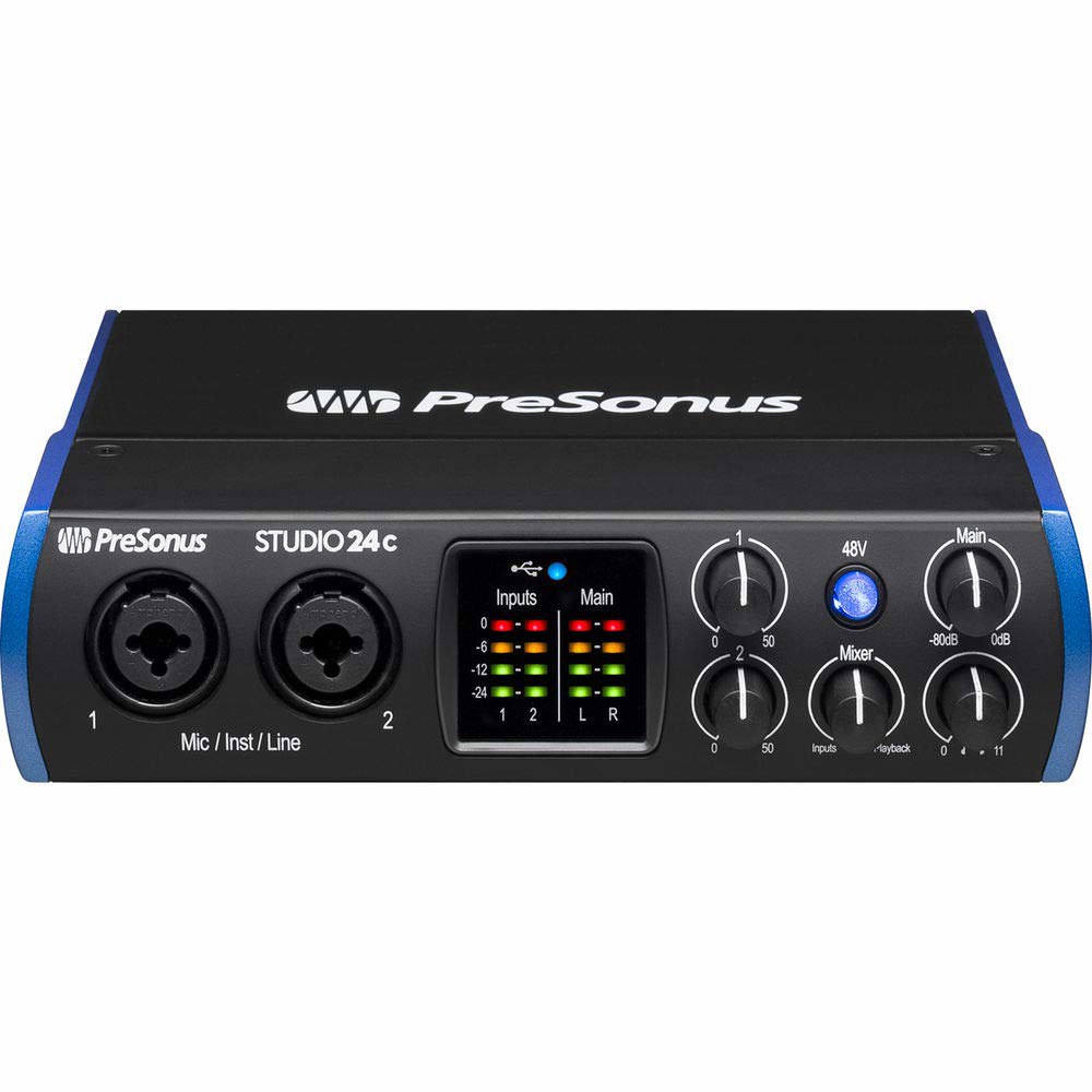 프리소누스 스튜디오 24c 2x2 USB 타입-C 오디오/MIDI 인터페이스(켈로피 팝 필터, 마이크 붐 가위 암 스탠드, 10피트 MIDI 케이블 및 XLR 번들 포함) - 상세 이미지 3
