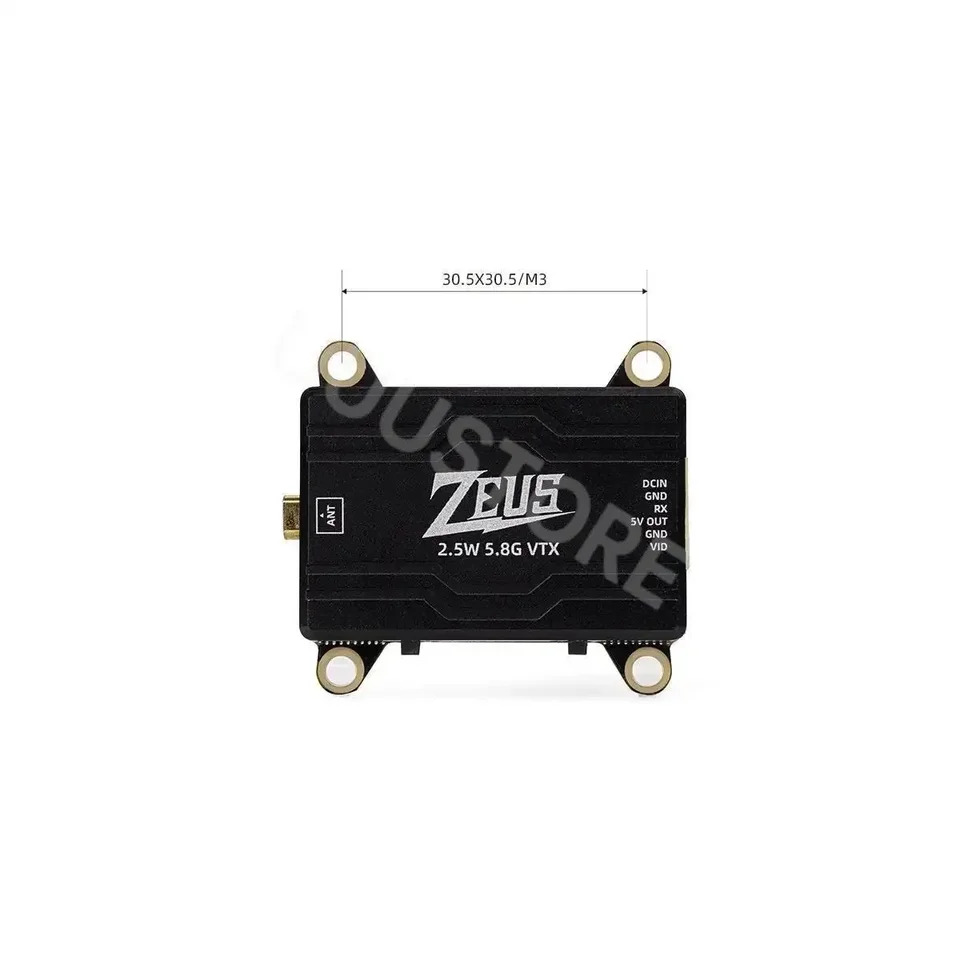 HGLRC ZEUS VTX 조절식 쉘 방열 FPV 프리스타일 장거리 LIPO 2.5W 5.8G 40CH 2500mW 2-6S 30X30mm