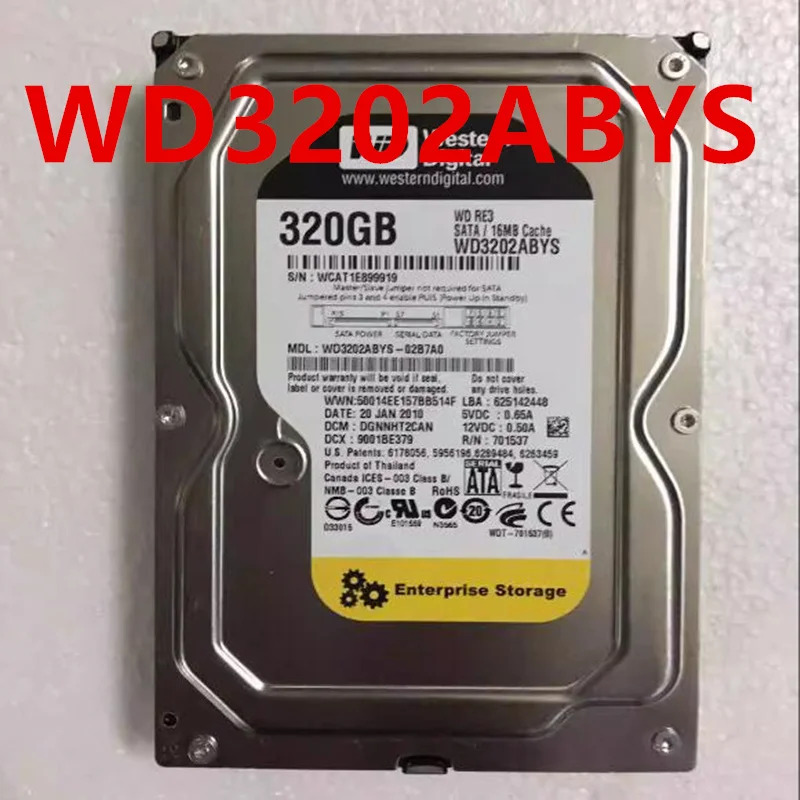 WD3202ABYS 오리지널 하드 500GB SATA 2.5 인치 7200RPM 16MB 데크탑 HDD 신
