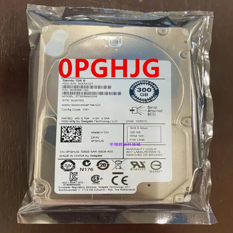DELL R710 810 910 300GB SAS 2.5 인치 10000RPM 64MB 서버 HDD 0PGHJG PGHJG ST300M0006 하드 신