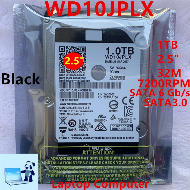 노트북 하드 드라이브내장 오리지널 HDD WD 블랙 1TB 2.5 인치 SATA 6 Gb/s 32MB 7200RPM WD10JPLX