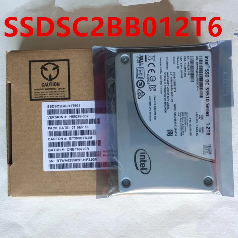 SSD DC S3510 1.2TB 2.5 인치 SATA SSDSC2BB012T6 SSDSC2BB012T601 솔리드 스테이트 드라이브 신