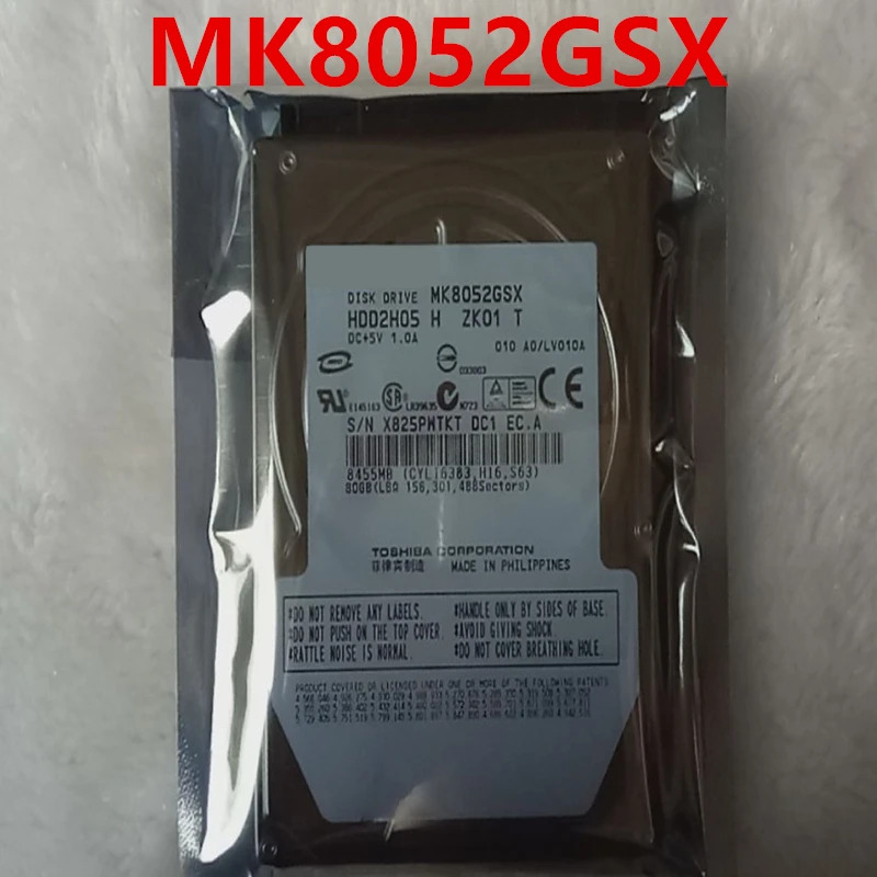 도시바호환오리지널 HDD 80GB 2.5 인치 SATA 3 Gb/s 8MB 5400RPM 9.5mm 내장 하드 노트북 MK8052GSX 신